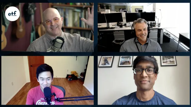 Dave Nadig, Eric Balchunas, Tony Dong, and Sumit Roy share a laugh on ETF Zoo