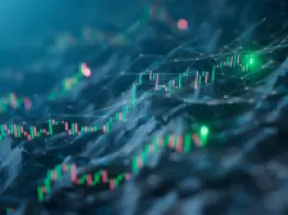 3D rendered financial graphs, symbolizing success and positive market conditions