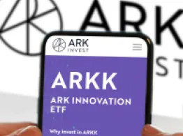Phone screen showing Ark Invest webpage.
