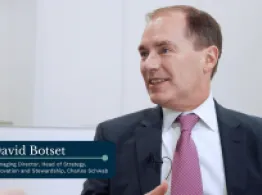 David Botset smiles while being interviewed at Schwab IMPACT
