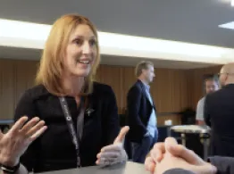 “Diversification Means Always Having to Say You’re Sorry" Caroline Barnett smiles while talking with Dave Nadig at Basis Northwest